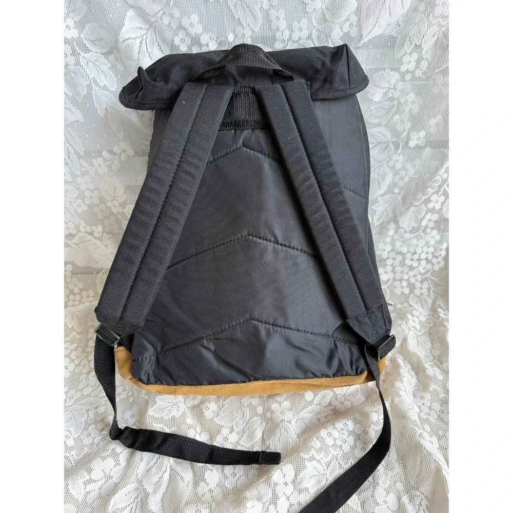 Vintage 90s Greatland Nylon Backpack Black Tan Suede Bottom Tribal Aztec Grunge